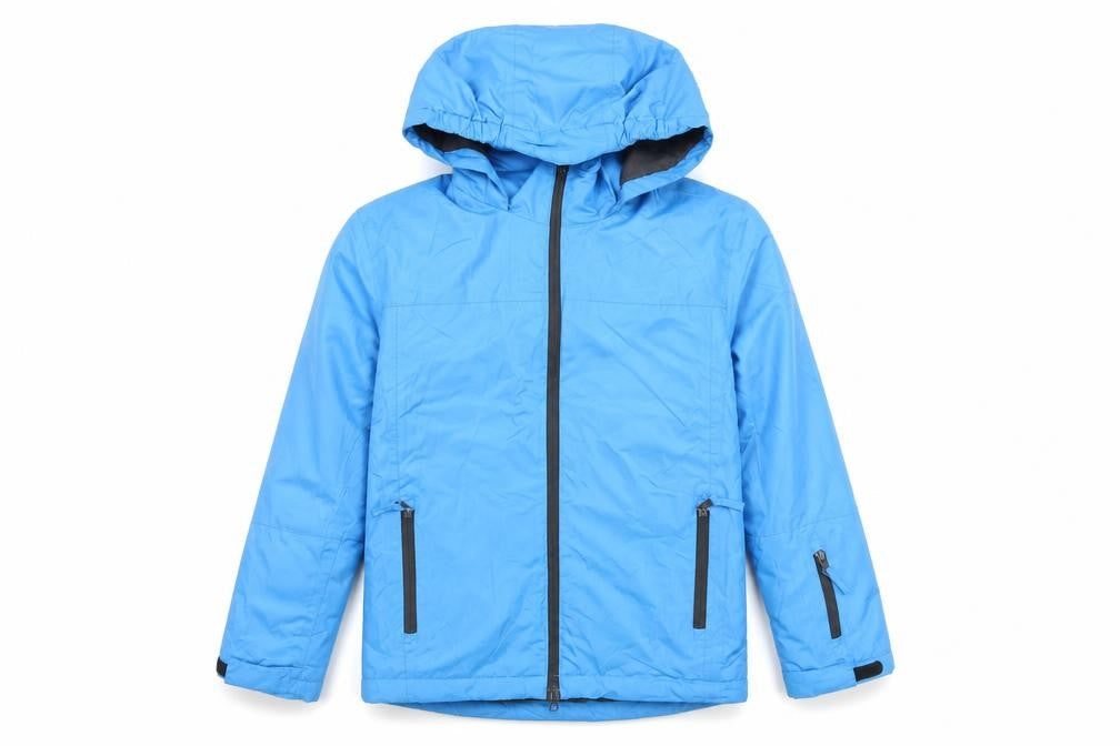 Front view of Crane boys’ blue puffer jacket 9-10 years waterproof winter