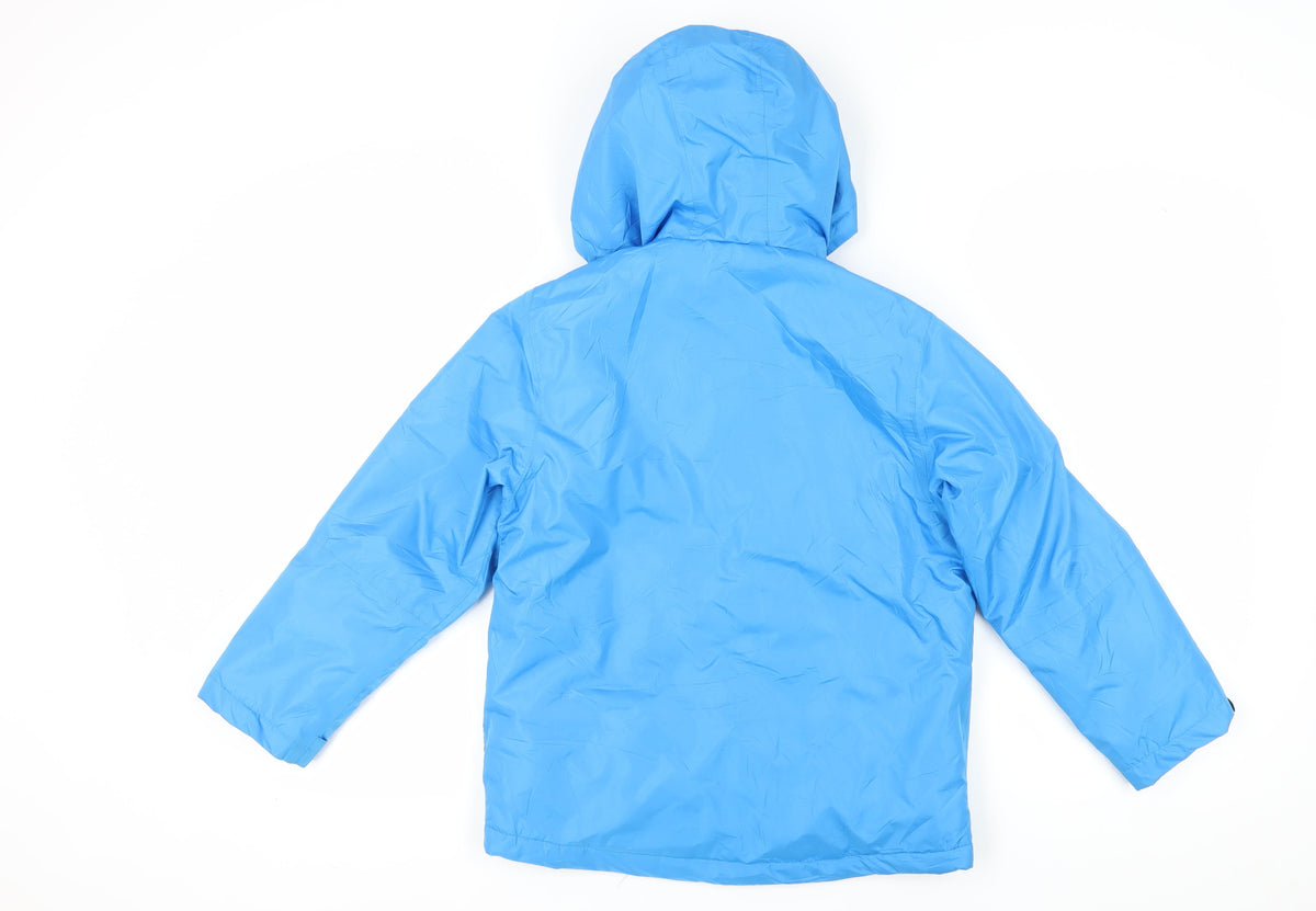 Back view of Crane boys’ blue puffer jacket 9-10 years waterproof winter