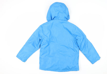 Back view of Crane boys’ blue puffer jacket 9-10 years waterproof winter