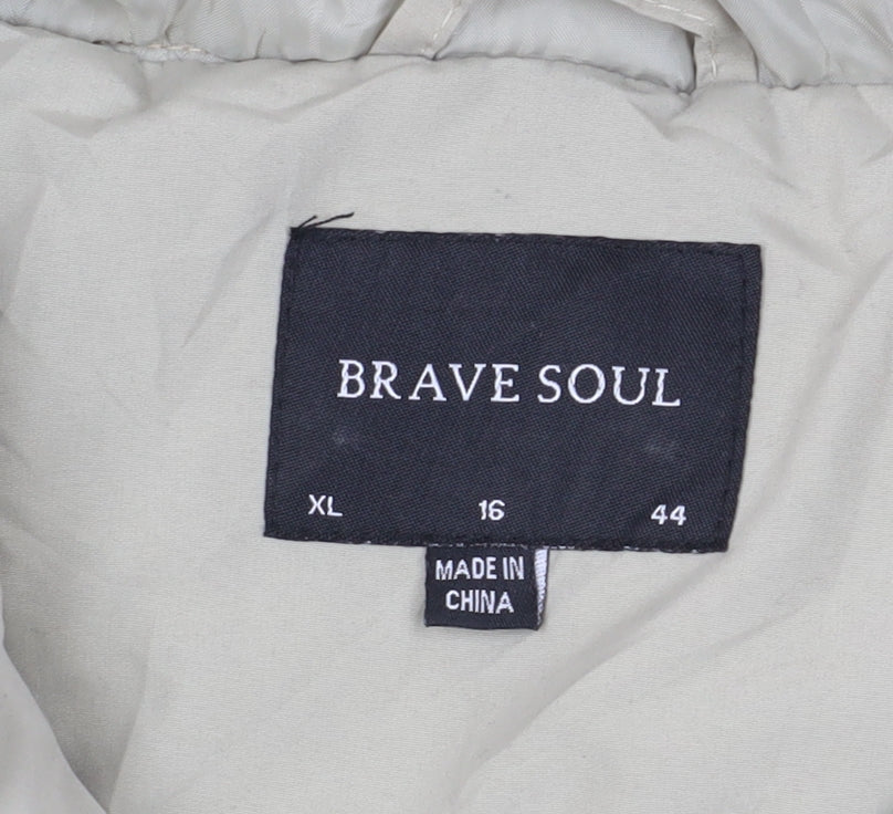 Womens UK Size 16 Brave Soul Beige Puffer Jacket