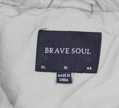Womens UK Size 16 Brave Soul Beige Puffer Jacket