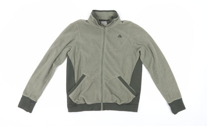 Additional front view of Nike boys’ green track jacket m full zip for running