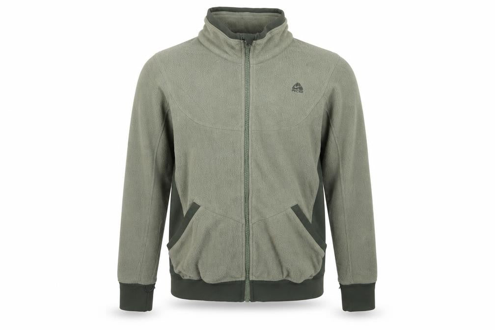 Front view of Nike boys’ green track jacket m full zip for running