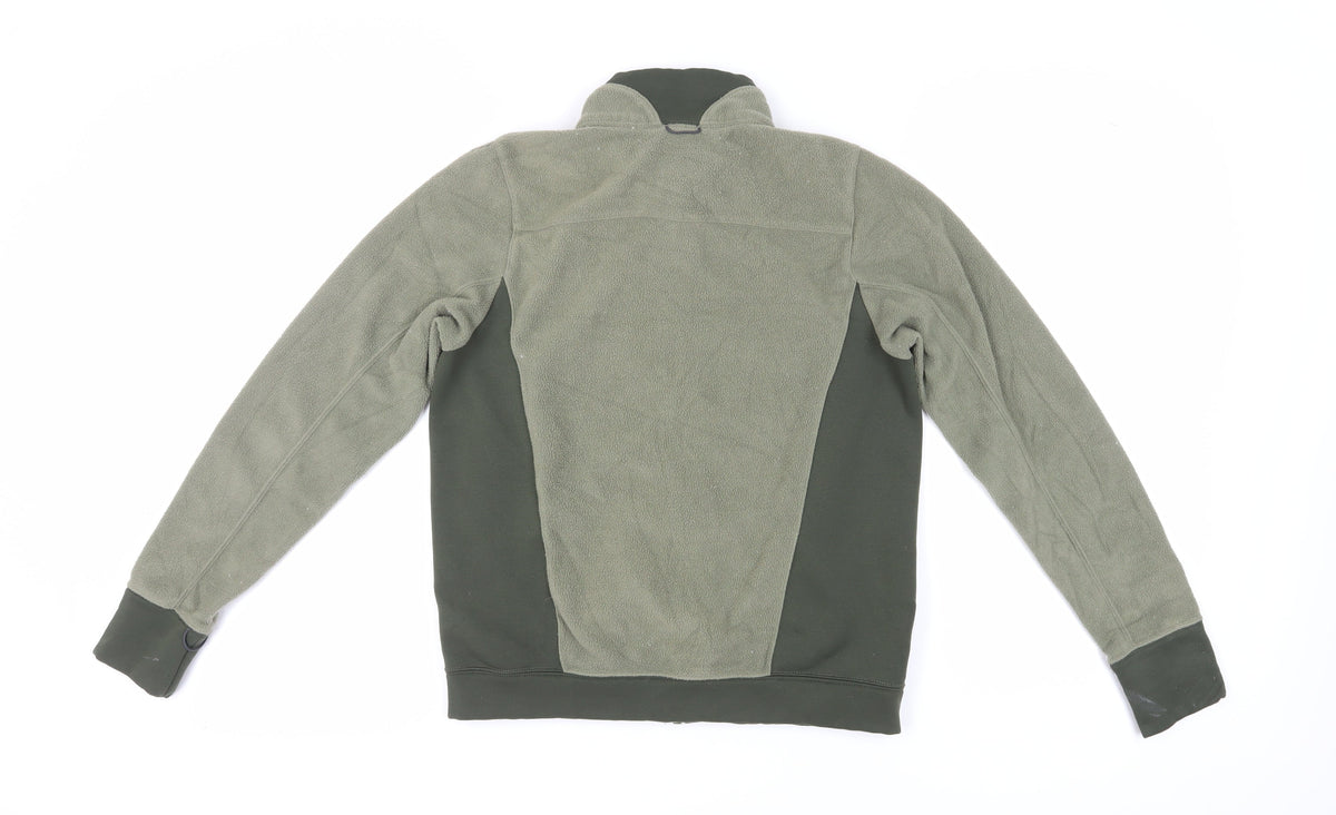 Back view of Nike boys’ green track jacket m full zip for running