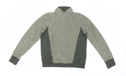 Back view of Nike boys’ green track jacket m full zip for running