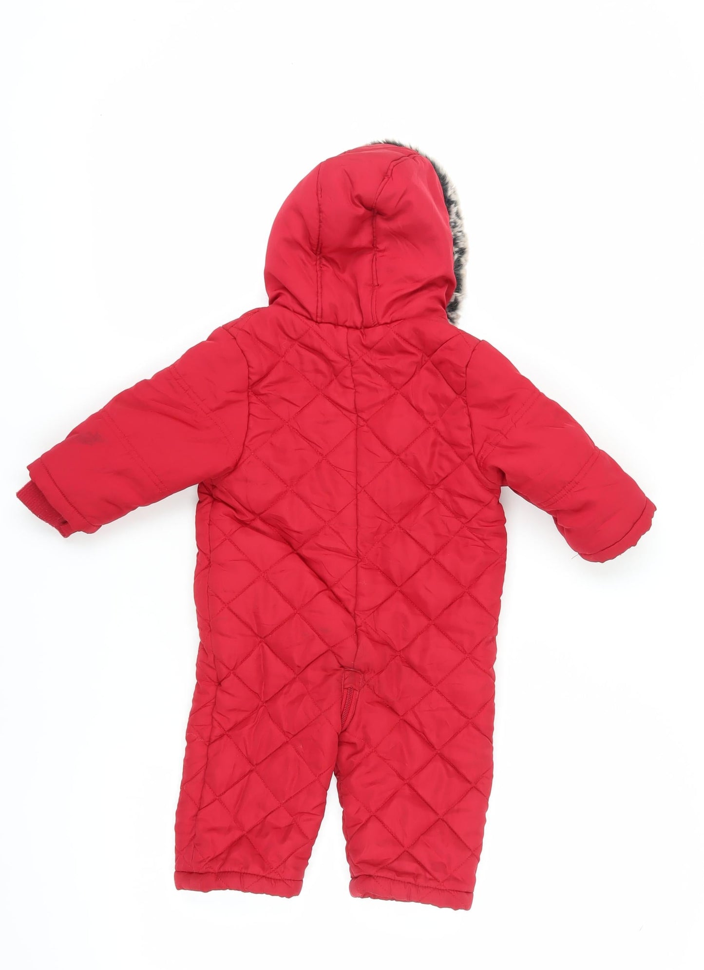 John Lewis Unisex Red Snowsuit 9-12 Months Hooded Puffer Jacket