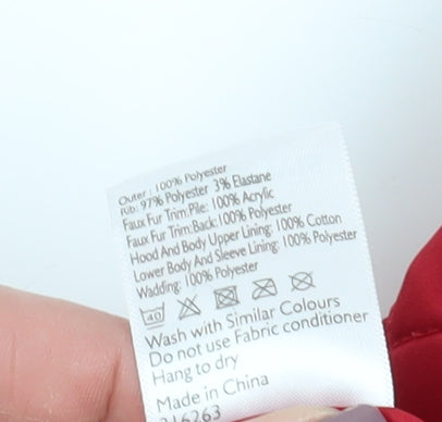 John Lewis Unisex Red Snowsuit 9-12 Months Hooded Puffer Jacket