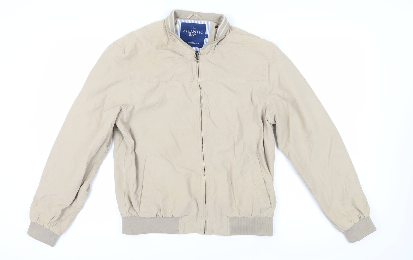 Atlantic Bay Men's Beige Bomber Jacket S Casual