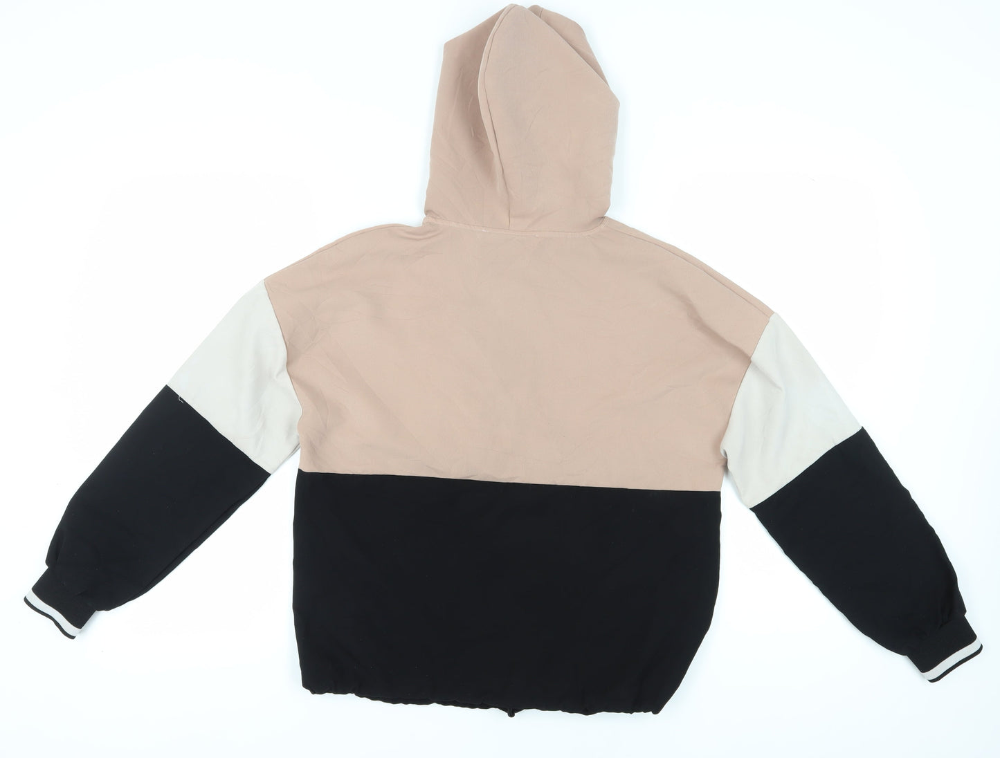 Zara Women Beige Black Pullover Hoodie 2XS Relaxed