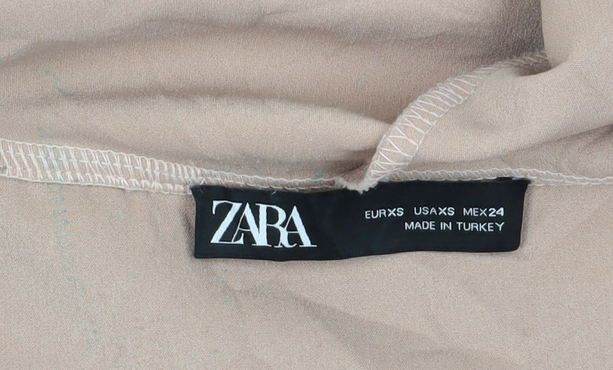 Zara Women Beige Black Pullover Hoodie 2XS Relaxed
