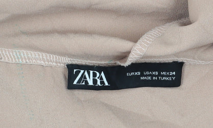 Zara Women Beige Black Pullover Hoodie 2XS Relaxed