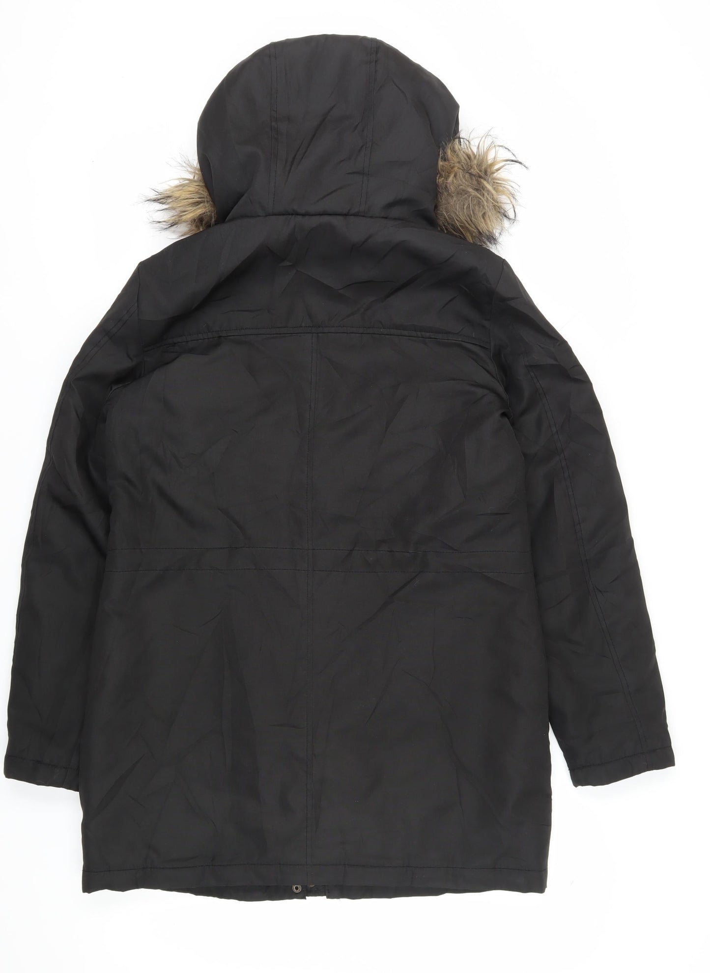 Womens UK Size 12 VILA Black Parka Coat