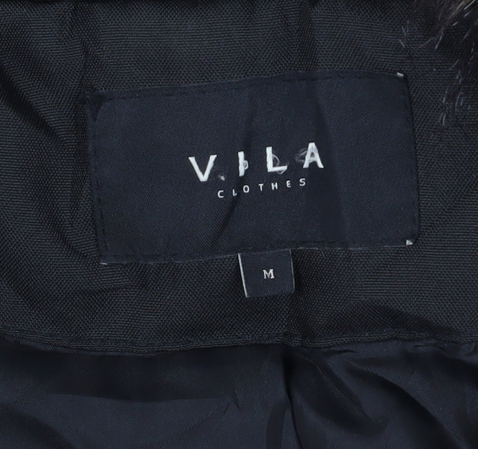 Womens UK Size 12 VILA Black Parka Coat