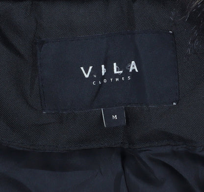 Womens UK Size 12 VILA Black Parka Coat