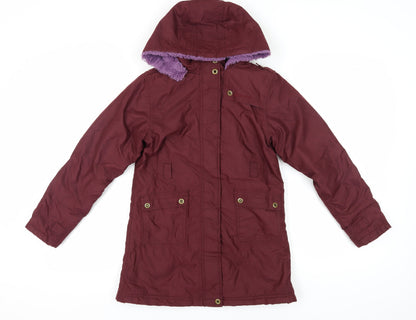 Peter Storm Girls Red Parka Coat 11-12 Years Hooded Winter