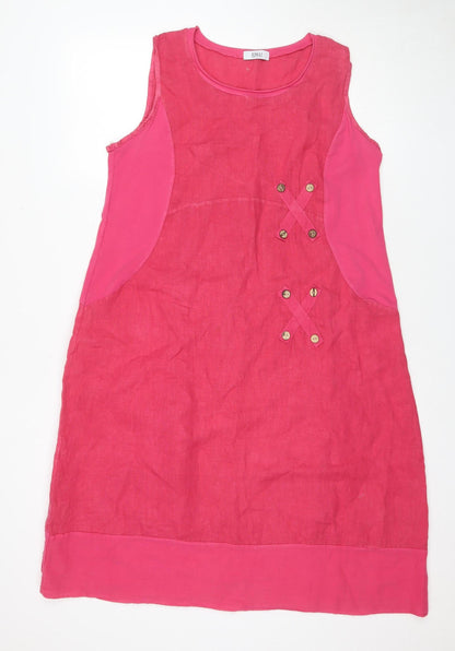Billi Pink Linen Sleeveless Dress, Size 12, Women's Casual