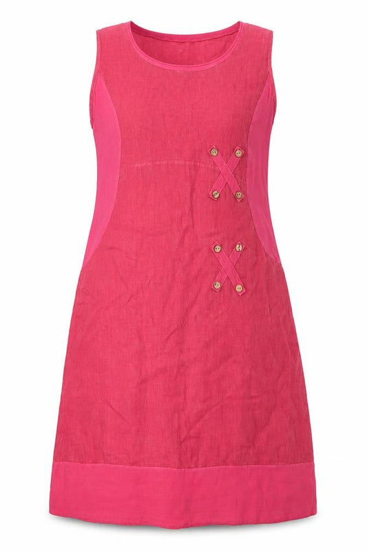 Billi Pink Linen Sleeveless Dress, Size 12, Women's Casual