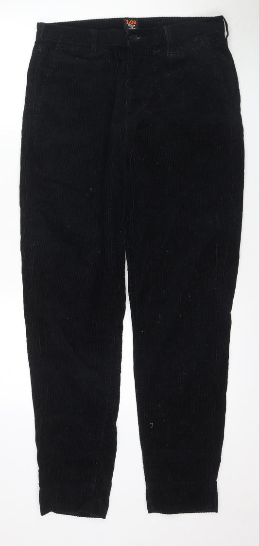 Lee Men's Black Corduroy Tapered Chino Trousers 31