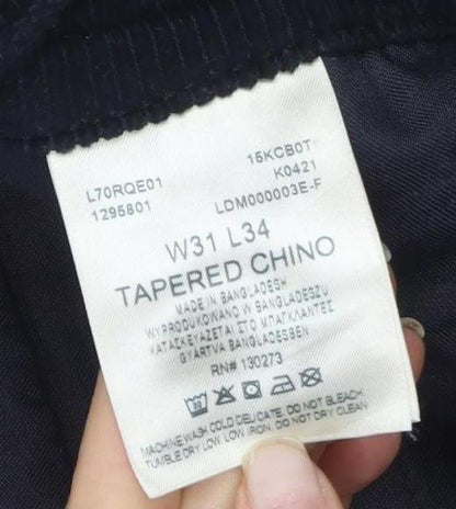 Lee Men's Black Corduroy Tapered Chino Trousers 31