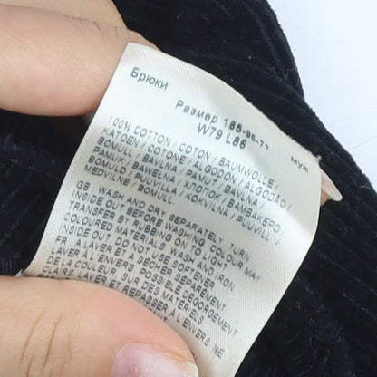 Lee Men's Black Corduroy Tapered Chino Trousers 31