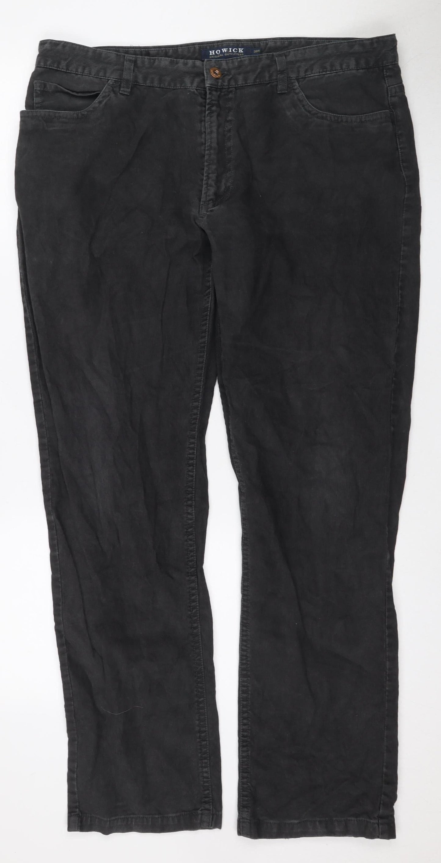 Howick Men's Black Straight Jeans 38R Regular Fit