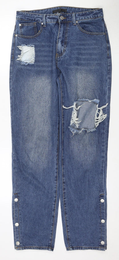 Mennace Blue Distressed Straight Jeans Size 32 Unisex