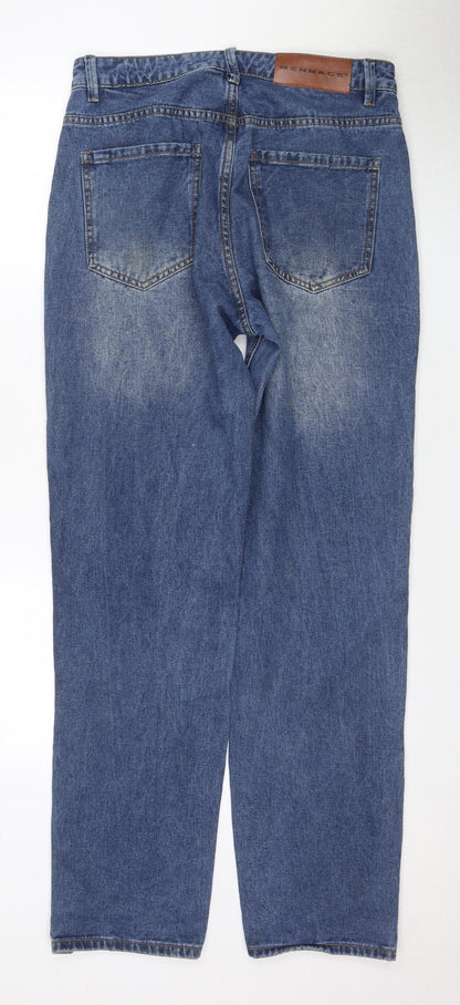 Mennace Blue Distressed Straight Jeans Size 32 Unisex