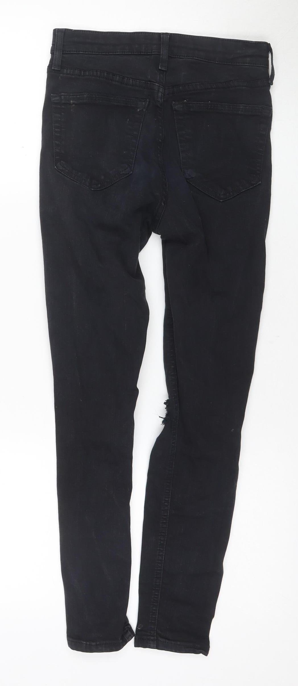 Topshop Women Black Skinny Jeans Size 10 Distressed