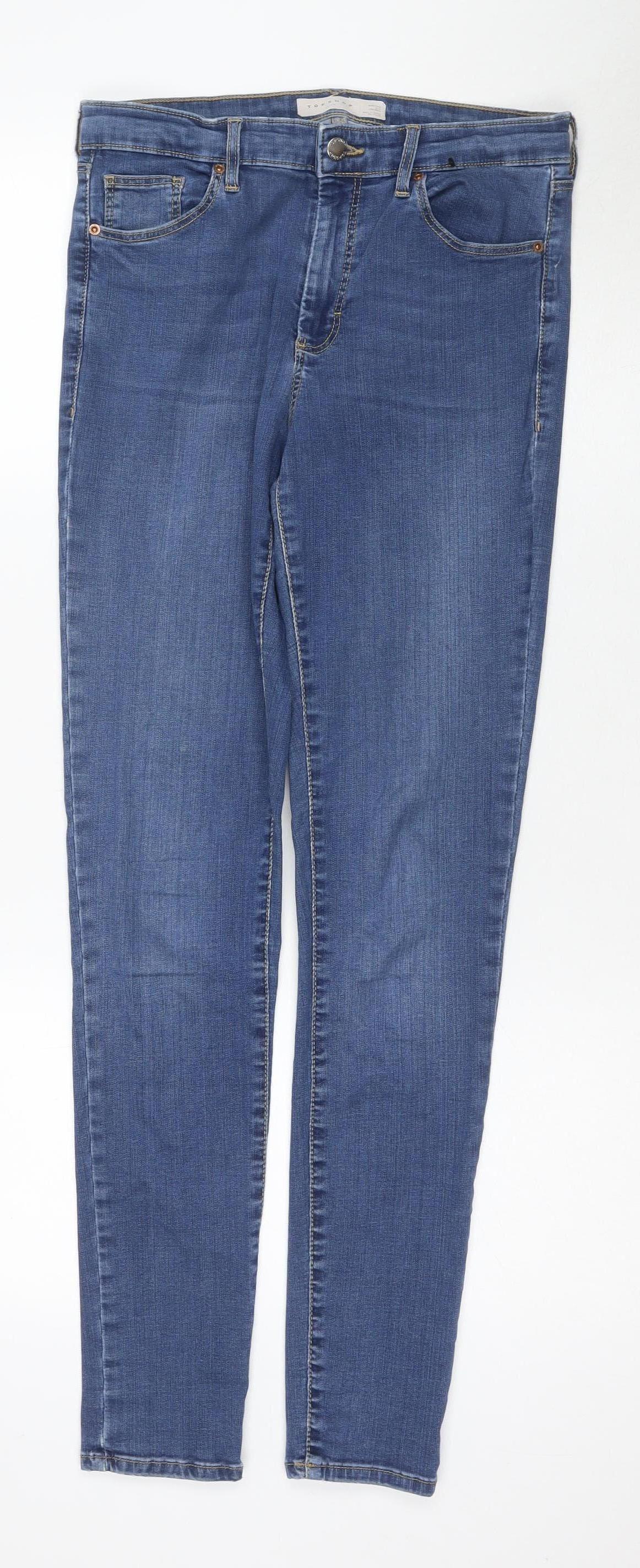 Topshop Women's Blue Skinny Jeans Size L