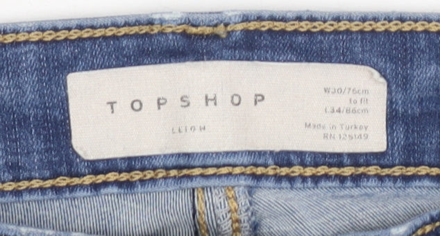 Topshop Women's Blue Skinny Jeans Size L