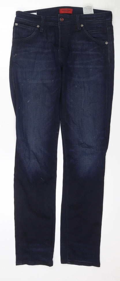 Jack & Jones Men's Blue Skinny Jeans, Size 31,32, Dark Wash