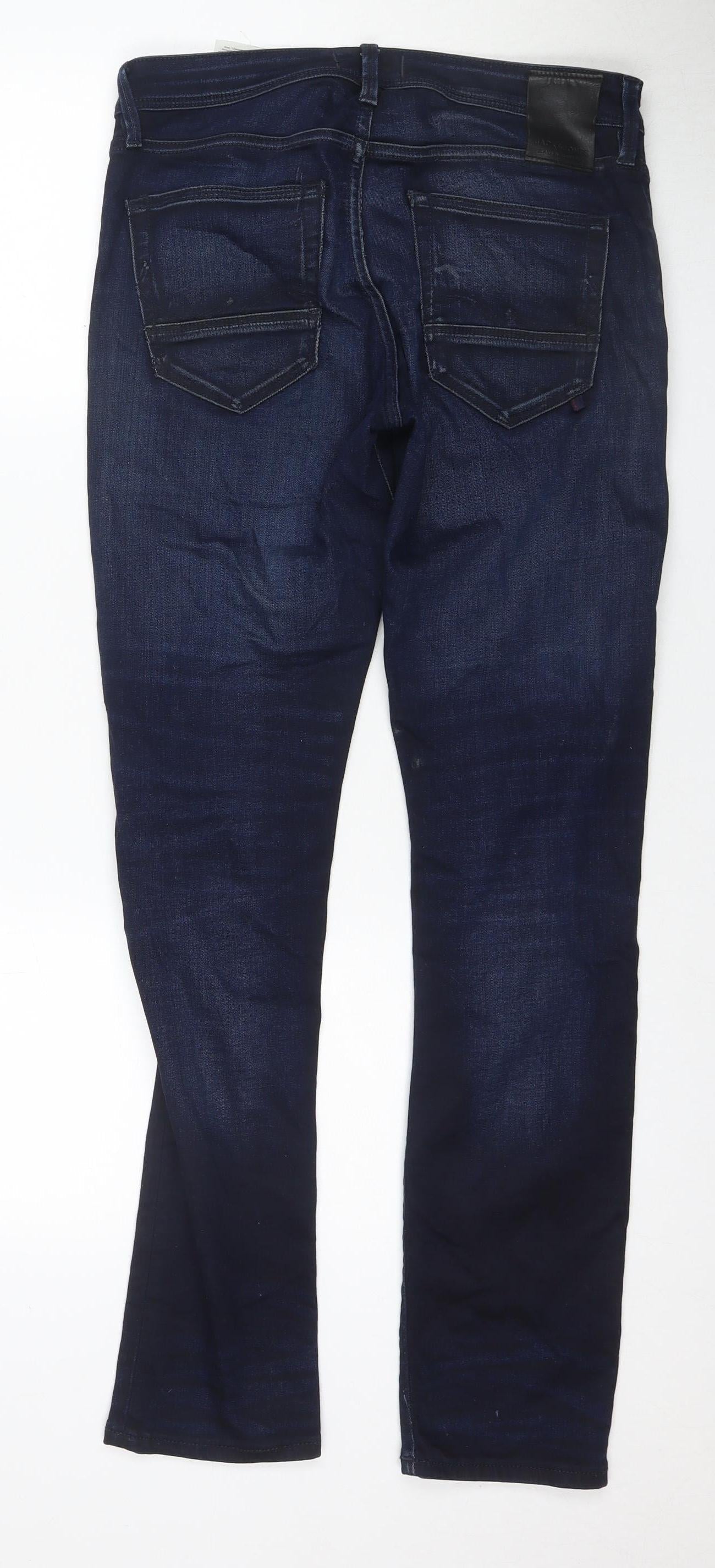 Jack & Jones Men's Blue Skinny Jeans, Size 31,32, Dark Wash