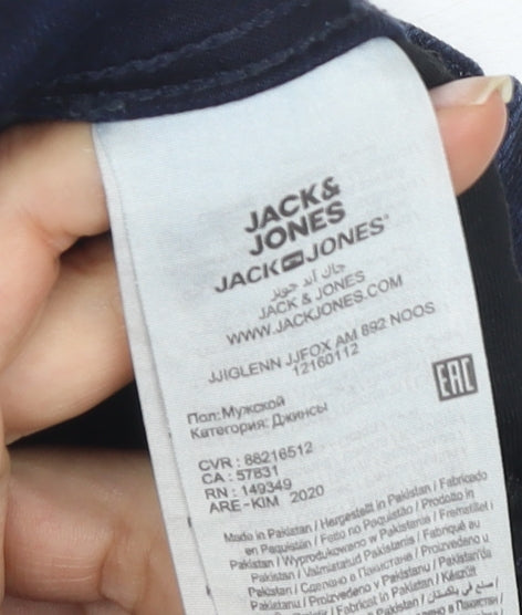 Jack & Jones Men's Blue Skinny Jeans, Size 31,32, Dark Wash