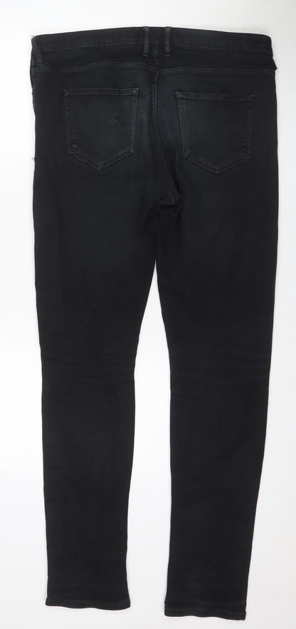 Mens UK Size 36 River Island Regular Fit Skinny Black Jeans