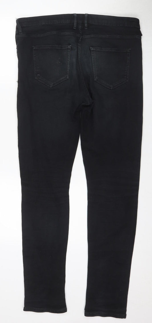 Mens UK Size 36 River Island Regular Fit Skinny Black Jeans