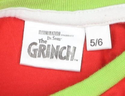 Boys Red & Green Grinch Christmas Pyjama Top Size 5-6Y