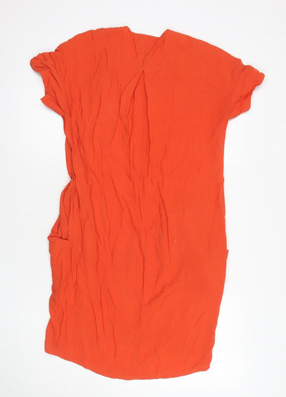 Whistles Red Women's V-Neck Short Sleeve Dress, Size 4