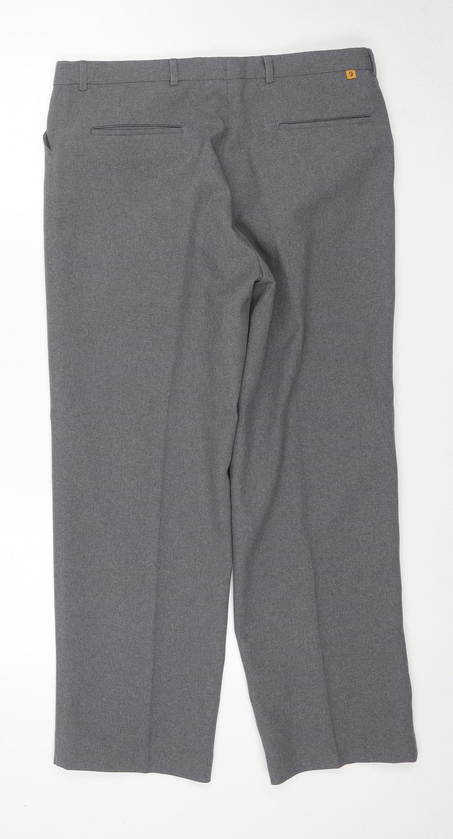 Ralph Men's Grey Trousers, L Size, Flat Front, Casual
