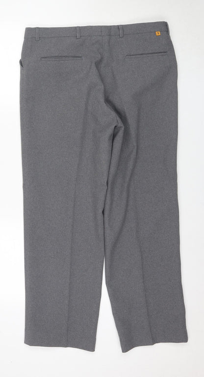 Ralph Men's Grey Trousers, L Size, Flat Front, Casual