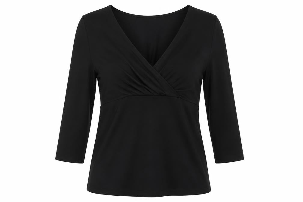 Front view of LK Bennett Women's Black Medium Wrap Blouse