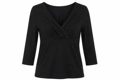 Front view of LK Bennett Women's Black Medium Wrap Blouse