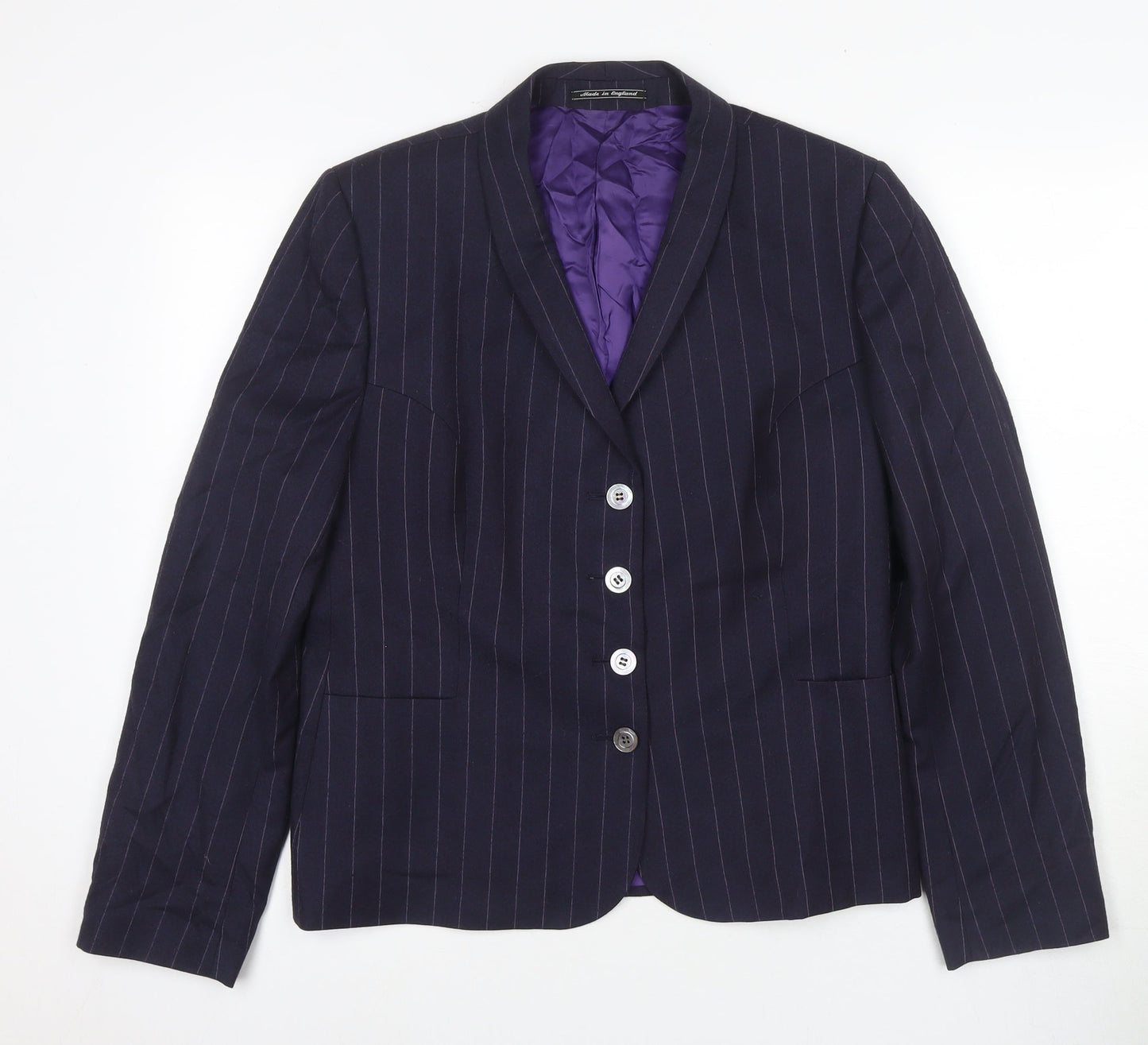 Chester Barrie Women Blue Pinstripe Wool Suit Jacket