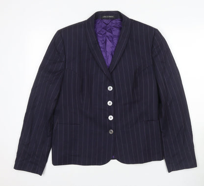Chester Barrie Women Blue Pinstripe Wool Suit Jacket