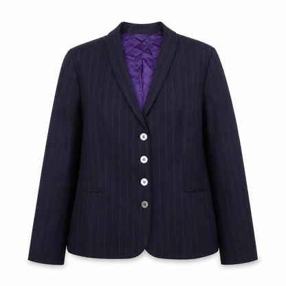 Chester Barrie Women Blue Pinstripe Wool Suit Jacket