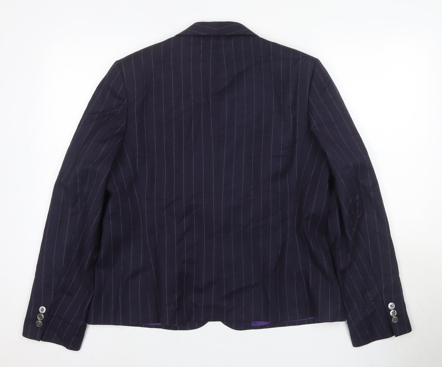 Chester Barrie Women Blue Pinstripe Wool Suit Jacket