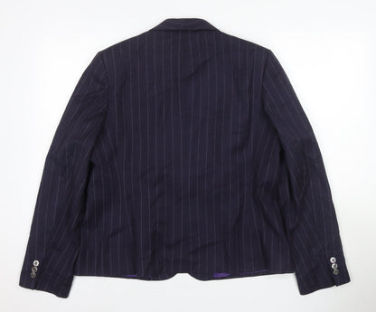 Chester Barrie Women Blue Pinstripe Wool Suit Jacket