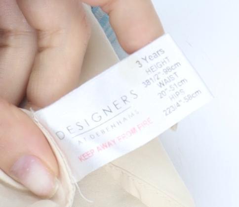 Debenhams Girls Beige Embroidered Skirt, Size 3 Years