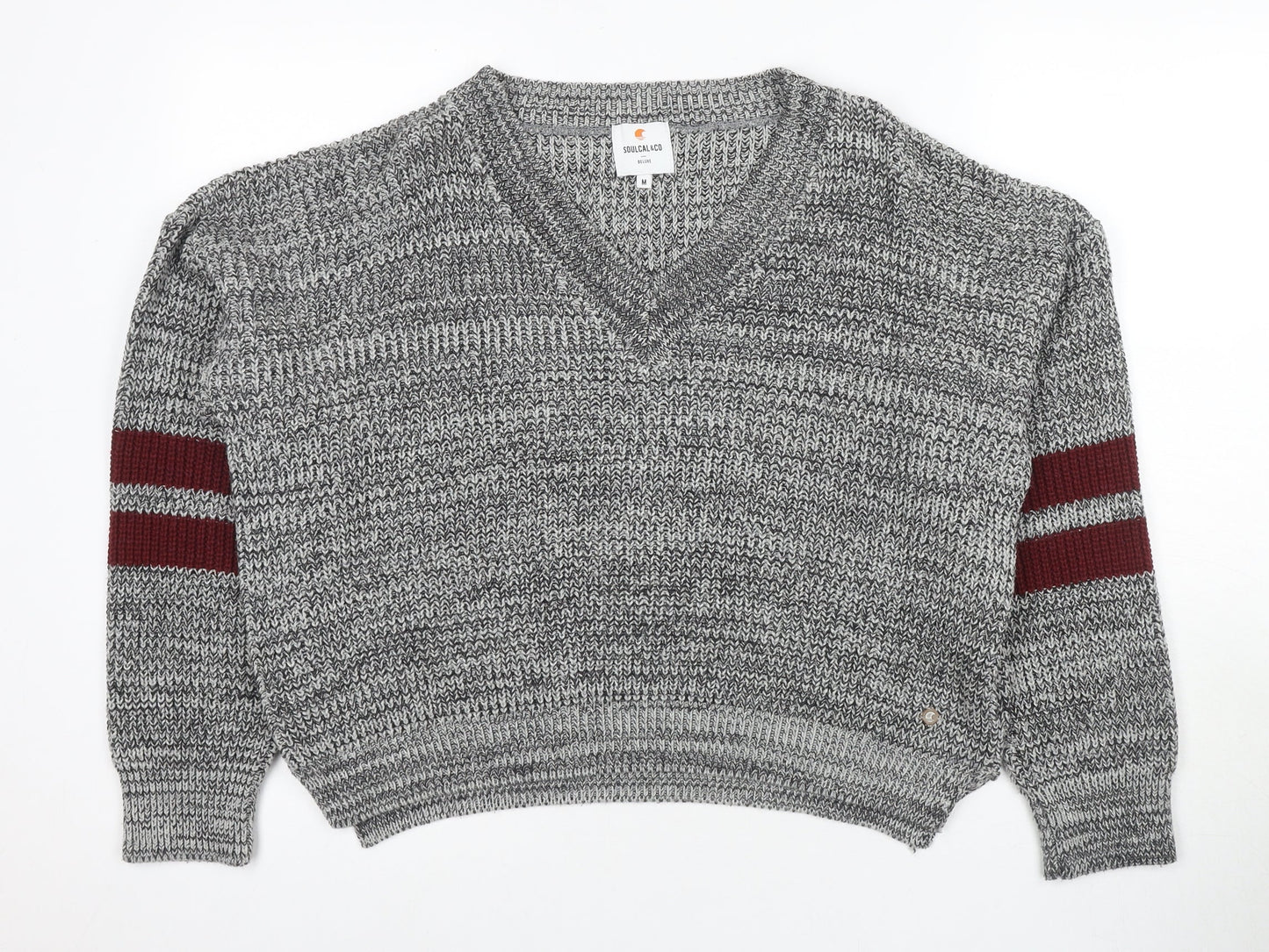 Soulcal & Co Men's Grey V-Neck Pullover Jumper