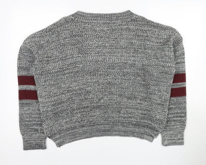 Soulcal & Co Men's Grey V-Neck Pullover Jumper