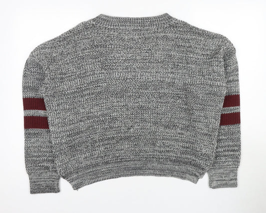 Soulcal & Co Men's Grey V-Neck Pullover Jumper